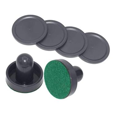 Imagem de 2 peças de plástico Air Hockey Pushers e 4 peças de substituição para mesas de jogo - Preto