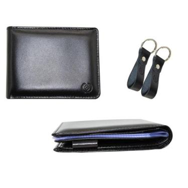 Imagem de kit carteira masculina couro chaveiro Kartmen, Preto