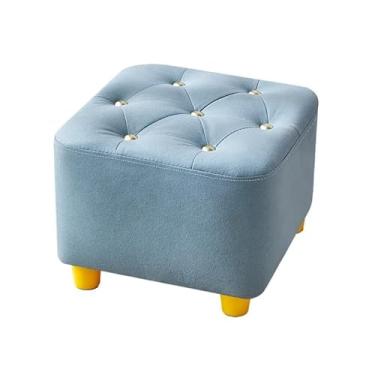 Imagem de XINCHANG Banqueta de tecido de luxo com esponja de alta densidade e decoração de metal - perfeita para uso doméstico e escritório (altura 23 cm-verde)