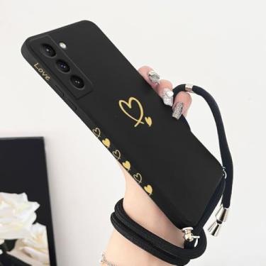Imagem de Capa de silicone Love Lanyard para Samsung Galaxy S23 S22 S21 S10 S9 S8 Plus Note 20 Ultra 10 Plus, preta, para Galaxy S22 Ultra