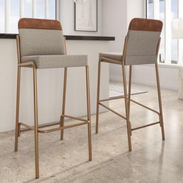 Imagem de Kit 2 Banquetas Altas Duo Carraro Areia e Rosê