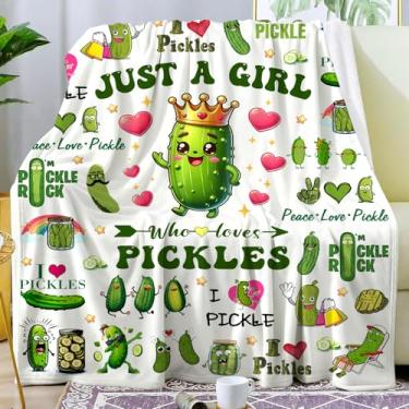 Imagem de Manta engraçada para mulheres, homens, crianças, meninas, amantes de picles, cobertores de flanela, pickles, presentes para aniversário, Natal, 152 cm x 127 cm