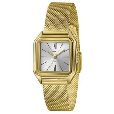 Imagem de Relógio Lince Feminino Ref: Lqgm057l30 S3kx Retangular Mesh Dourado