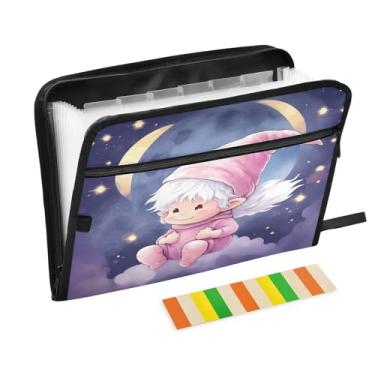 Imagem de Wassud Organizador de arquivos sanfonado Moonlit Boy com 13 bolsos, pastas expansíveis com abas e adesivos, organizador de pastas de documentos de recibo de papel tamanho carta A4 para viagens de