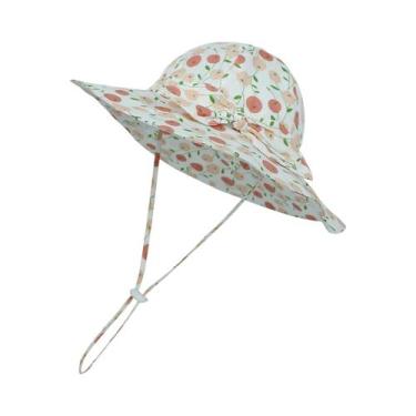 Imagem de Chapéu De Sol Infantil Com Aba Larga Em Algodão, Proteção Solar, Estam