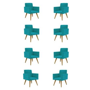 Imagem de Kit 8 Cadeiras Poltronas Escritório Recepção azul-turquesa