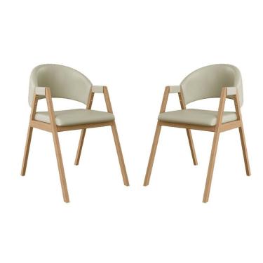 Imagem de Kit 2 Cadeiras Suellen Luxo Reforçada Mesa De Jantar Courino Bege