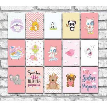 Imagem de Kit 15 Placas 20X30 Decorativas No Mdf Adesivada Baby Menina
