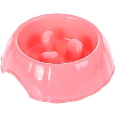 Imagem de Comedouro Tigela Alimentação Lenta 18x5,5cm 350ml Rosa - MEU PET