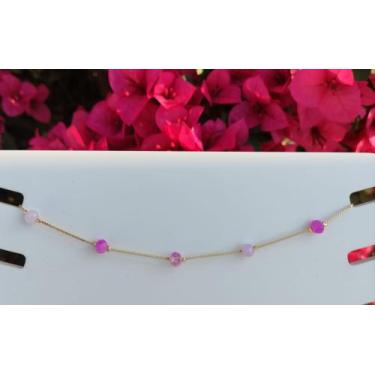 Imagem de Choker Cristais Rosa Banhada a Ouro 18k Ref.41035 - Andreia Semijoias 