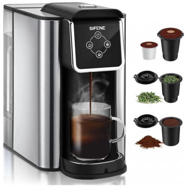 Imagem de Cafeteira Elétrica Expresso Manual 1.5L, Desliga se Automaticamente e Aço Inoxidável, 110v, SIFENE, Preto