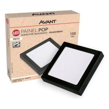 Imagem de Painel Led Pop Quadrado Sobrepor 18w 6500k 19x19 Pr Avant, Branco Frio