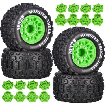 Imagem de MX28 2.8" Tire and Wheels Pre-Glued All-Terrain MT Tires with 12mm/14mm Hexes - 1/10 Scale RC Truck Tires for ARRMA Big Rock, Granite, Senton, Vorteks & Traxxas Slash, Stampede Rustler, Hoss