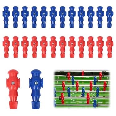 Imagem de awagas 26 peças de pebolim masculinas, conjunto de jogadores de futebol, peças de reposição de plástico para mesa de futebol (13 vermelhos, 13 azuis)