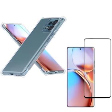 Imagem de Capa Capinha Anti Impacto + Película Premium 9D Cerâmica Para Moto Edge 40 Pro Tela De 6,67 Polegadas - (Bluepink)