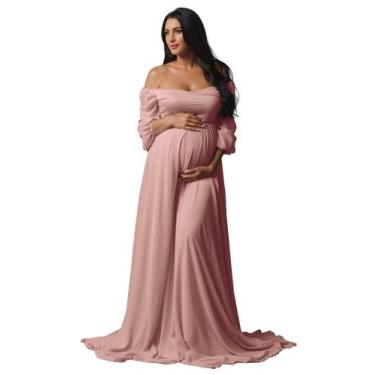 Imagem de Vestido de maternidade Fivsole Plus Size Dusty Pink Chiffon 3XL