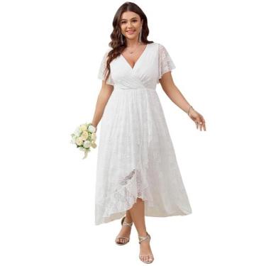 Imagem de Vestido de convidado de casamento SCOMCHIC de renda com decote em V al