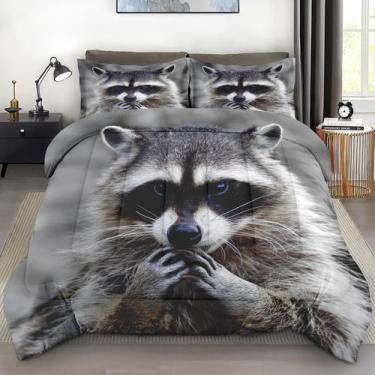 Imagem de Conjunto de edredom Pamnest King Size Brown Hands Raccoon Soft