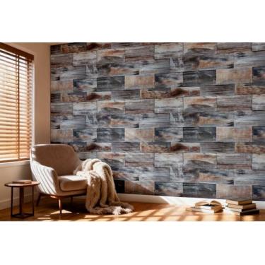 Imagem de Papel de parede retrô padrão de tijolo PVC impermeável papel de parede autoadesivo para quarto sala de estar estudo e loja Cangmu 44,5 * 1000 cm