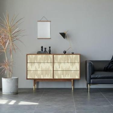 Imagem de Papel de parede moderno listrado impermeável autoadesivo espesso para quarto, sala de estar e escritório, ritmo bege 44 * 500 cm