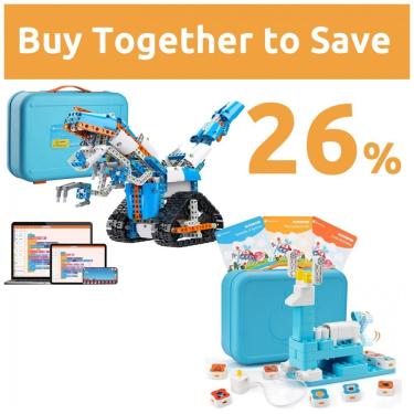 Imagem de Kit Robôs de Programação STEM WhalesBot A3 e E7 Pro com Blocos Magnéticos e Programação em Scratch para Crianças de 3 a 12 Anos