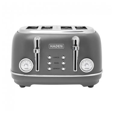 Imagem de Torradeira HADEN Chelsea inox 4 fatias cinza e cromada com fenda larga e 6 níveis de tostagem 1500W 110V