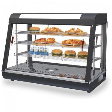 Imagem de Aquecedor de Alimentos 3 Andares Whalefall Preto Aquecimento 3D Portas de Vidro Deslizantes Estrutura Aço Inoxidável 89 cm para Buffet