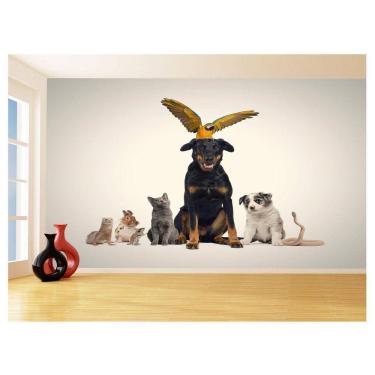 Imagem de Papel De Parede 3D Animais Cão Gato Arara Pet 3,5M Anm411