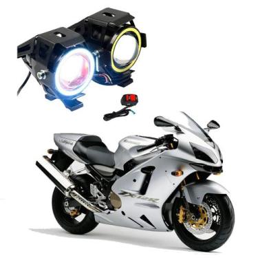 Imagem de Par Farol de Milha Angel Eye U7 para Moto Kawasaki NINJA ZX 12 R 1200 