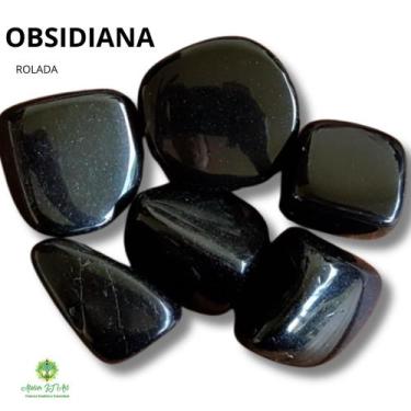 Imagem de Obsidiana Negra Rolada Vidro Vulcânico  - Proteção, Purificação e Escu