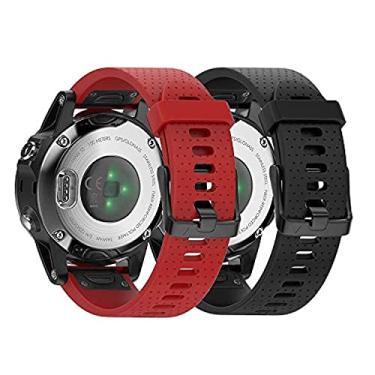 Imagem de ZACLAY Pulseira Little Dot de 20 mm compatível com Fenix 5S Watch Fenix 6S Quickfit de silicone macio para smartwatch Fenix 5S Plus/Fenix 6S Pro/Fenix 7S/D2 Delta S (vermelho e preto)