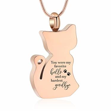 Imagem de zeqingjw Colar de urna de cremação para gatos para cinzas para animais de estimação, urna de lembrança de cinzas funerárias, colar com pingente de joia memorial, Metal, aço inoxidável