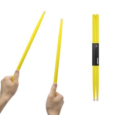 Imagem de CashBeat Baquetas de madeira de bordo 5A, aderência antiderrapante, bengala amarela clássica para crianças, adultos, iniciantes, acessórios de bateria para percussionistas, instrumento musical