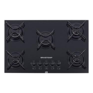 Imagem de Cooktop A Gas 5 Bocas Vidro Preto Bivolt 73x46cm - Brastemp