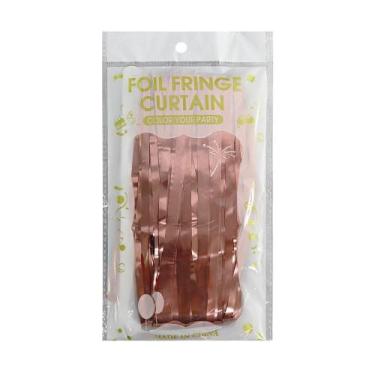 Imagem de Cortina Metalizada Fitas Para Decoração Rose Gold - Wincy Natal