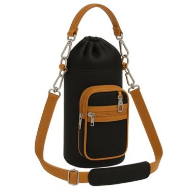 Imagem de Bolsa Térmica para Garrafa Vidinne OCREO em Courino, com Alça Transversal, Produto Artesanal Premium VIDINNE (Preto, 2 litros)