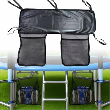 Imagem de LODMOD Bolsa para sapatos de trampolim com 2 bolsas de armazenamento de malha, suporte para pendurar trampolim para uso externo e interno, para sapatos, brinquedos, garrafas, 1 peça