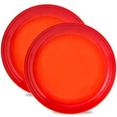 Imagem de Hasense Conjunto de 2 pratos de jantar, salada de porcelana e pratos de massa, seguro para forno de micro-ondas e lava-louças, laranja