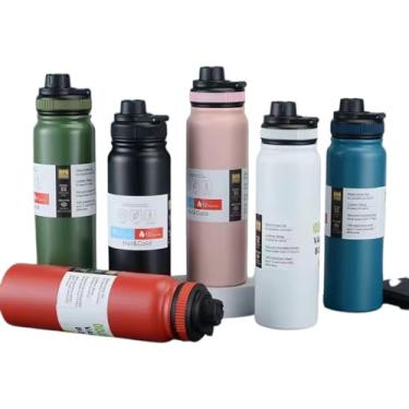 Imagem de Garrafa Térmica Inox 800ml com Alça e Bico para Academia Escritório e Aventuras (Cromado)