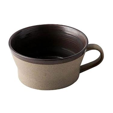 Imagem de GRFIT Caneca de café grande de porcelana com alça 430 g xícara de chá grande design espiral retrô caneca larga para cappuccino, café latte, sopa, chá, cereal, caneca de café sorvete (cor: 1)