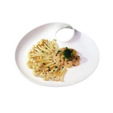 Imagem de Lata de lixo Prato de jantar redondo de cerâmica branca pura, prato de serviço universal, utensílios de mesa criativos personalizados chineses