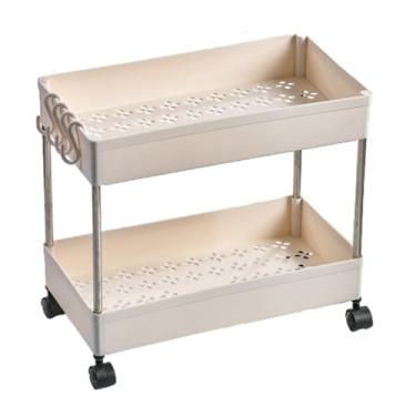 Imagem de Carrinho de armazenamento com rodinhas de 2/3/4 níveis - Carrinho utilitário fino para armazenamento de lacunas, organizador de cozinha e banheiro, suporte deslizante branco móvel - Solução que