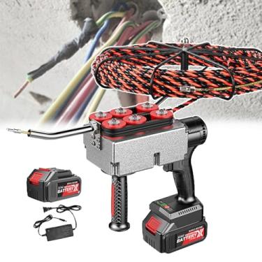 Imagem de KKSOUFX Passador De Fios EléTricos Para Paredes, Velocidade De 40 M/Min, MáQuina De Passagem De Fios Com Motor Sem Escovas E Bateria De LíTio, TraçãO De 6 Rodas, Fio Guia De 15m/30m