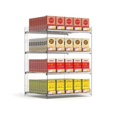 Imagem de Suporte acrílico para exibição de cigarro - Organizador transparente de várias camadas, vitrine retangular para supermercados (32,5 x 29 x 49,7 cm) - Empurrador automático eficiente para fácil acesso