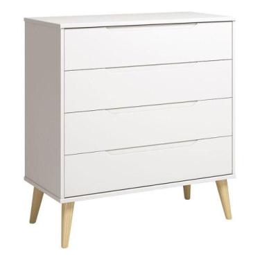 Imagem de Cômoda Gaveteiro Retrô Elfe Branco Acetinado Natural - Reller - RELLER