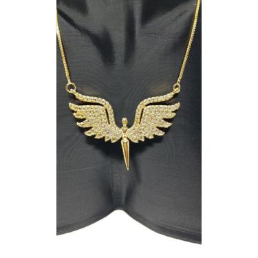 Imagem de Colar com Pingente Luxjóias Premium 45cm Banhado a Ouro Veneziana 1mm 