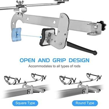 Imagem de Suporte de vara de pesca para barco,Suporte para vara de pescar com braçadeira para montagem de barco suporte para vara de ponte trilhos suporte para vara de pesca