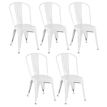 Imagem de Loft7, Kit 5 Cadeiras Iron Tolix Design Industrial em Aço Carbono Vintage e Elegante Versátil Sala de Jantar Cozinha Bar Varanda Gourmet, Branco.