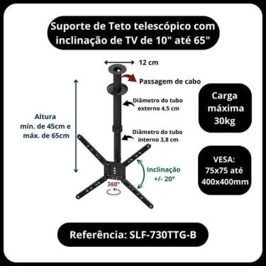 Imagem de Suporte de teto para Tvs de 10" a 65 " até 30 kg com inclinação - AVAT