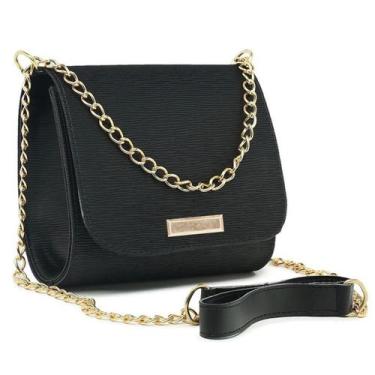 Imagem de Bolsa Feminina Transversal Tira Colo Corrente - CF Ecommerce, Preto